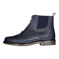 Ladida Shoes Navy Leather Zipper Booties