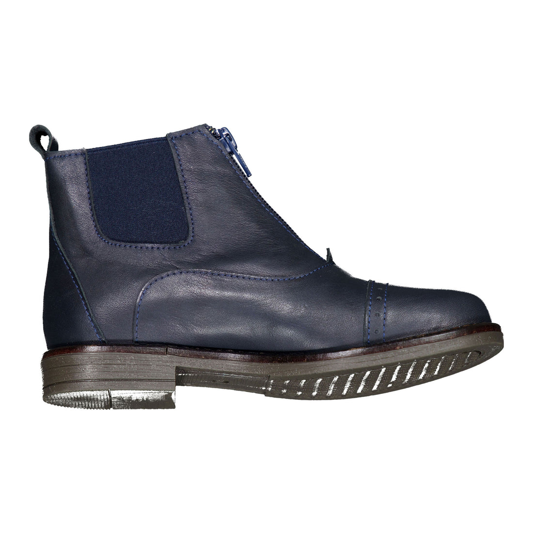 Ladida Shoes Navy Leather Zipper Booties
