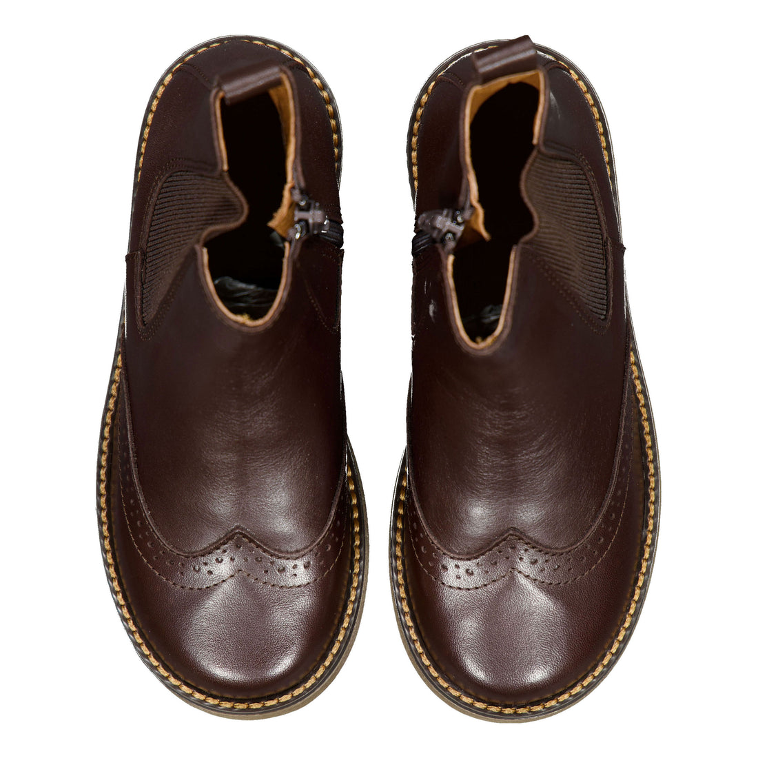 Ladida Shoes Brown Leather Wingtip Bootie