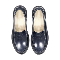 Ladida Shoes Navy Leather Chunky Penny Loafer