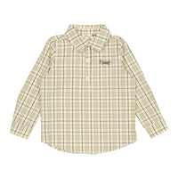 Arza Brown Plaid Half Placket Shirt