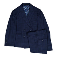 Arza Navy Plaid Double Breasted Suit