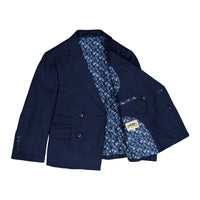 Arza Navy Plaid Double Breasted Suit