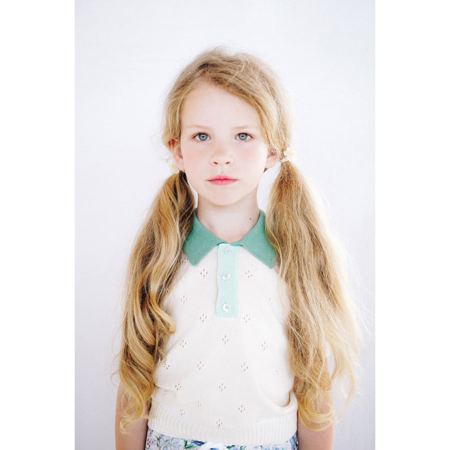 Paade Mode White Lemonade Knit Polo Shirt