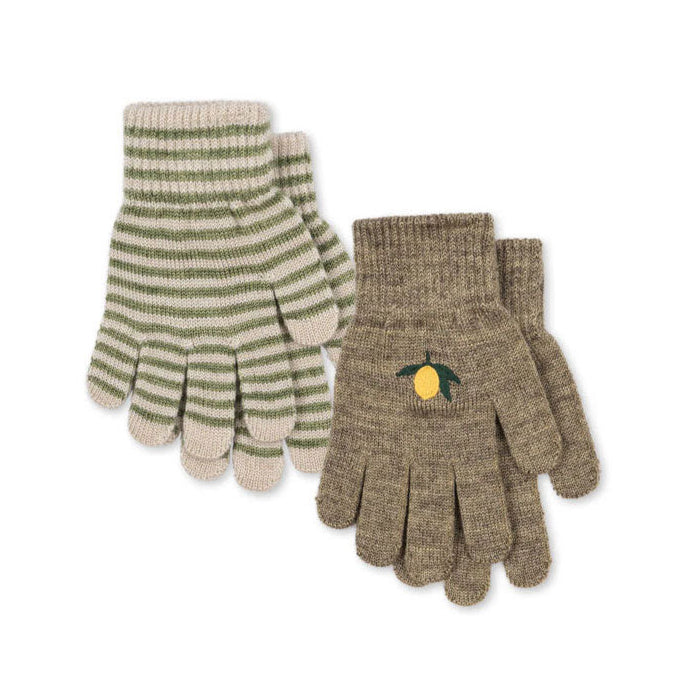 Konges Slojd Lemon/Stripe 2 Pack Filla Gloves