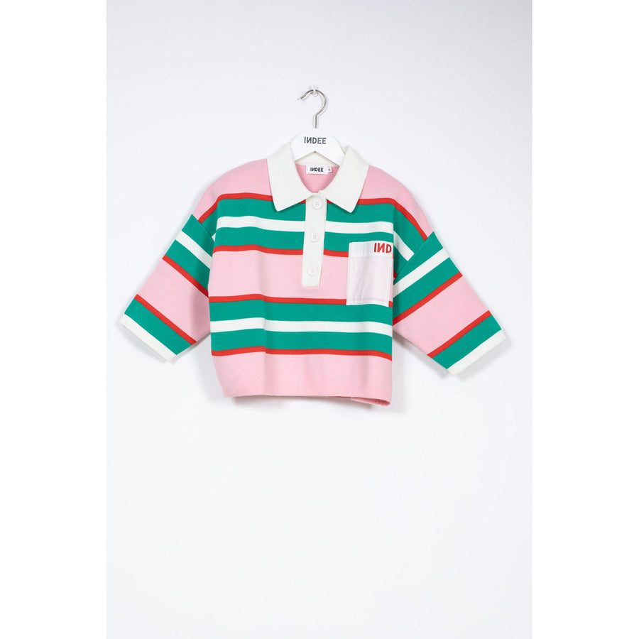 Indee Green Bora Bora Cropped Rugby Polo