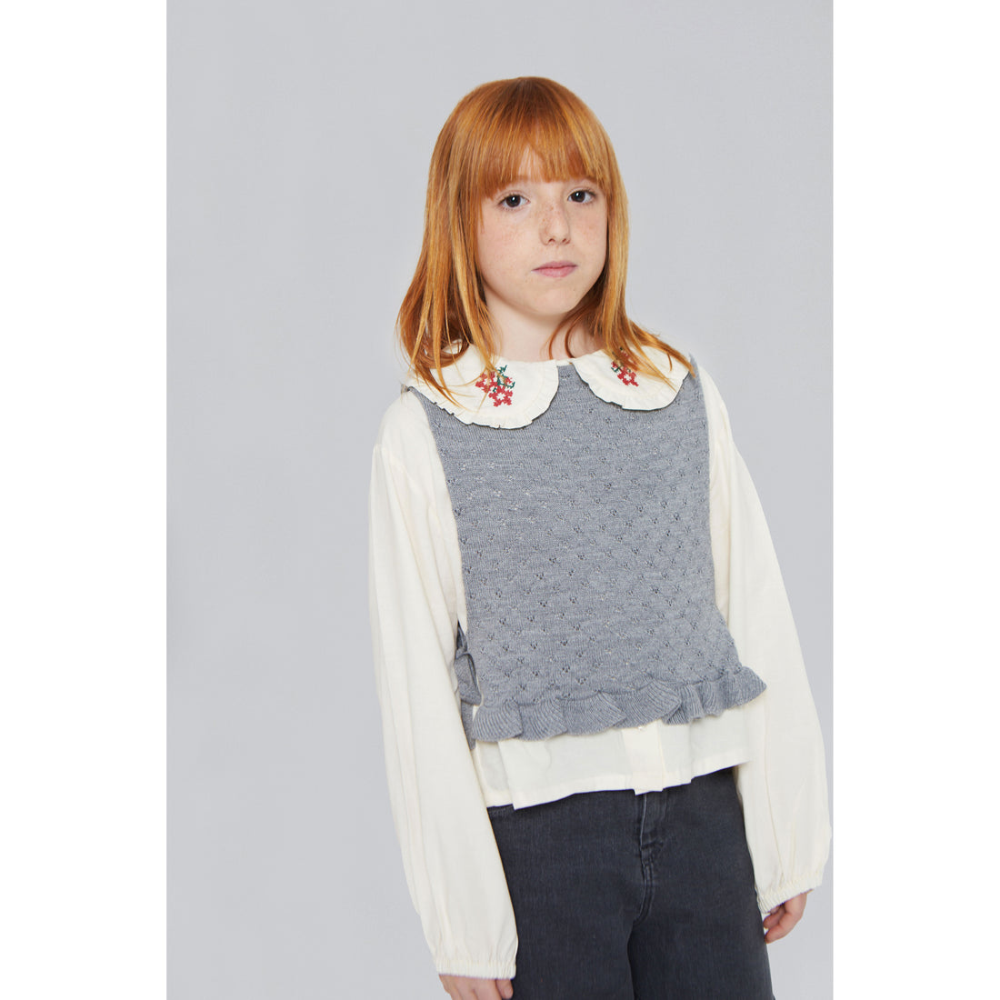 Mipounet  Ecru Felicia Flower Blouse