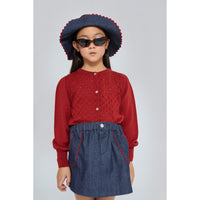 Mipounet  Red Maca Openwork Cardigan