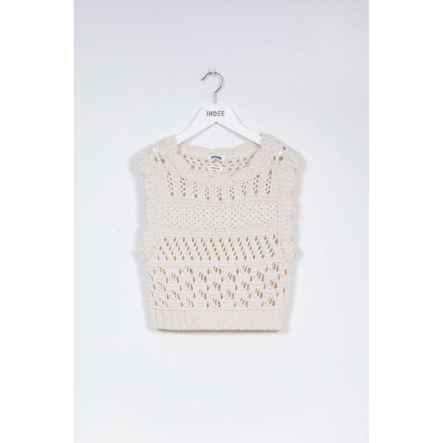 Indee Off White Crochet Tank Top
