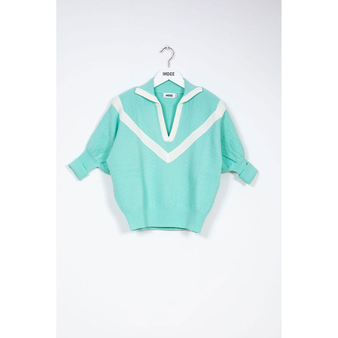 Indee Aqua Green Polo Knit Sweater