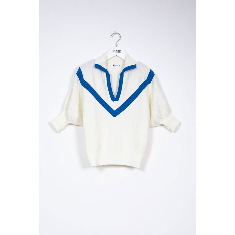 Indee Off White Polo Knit Sweater