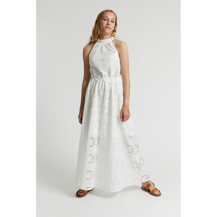 Indee Off White English Lace Long Dress