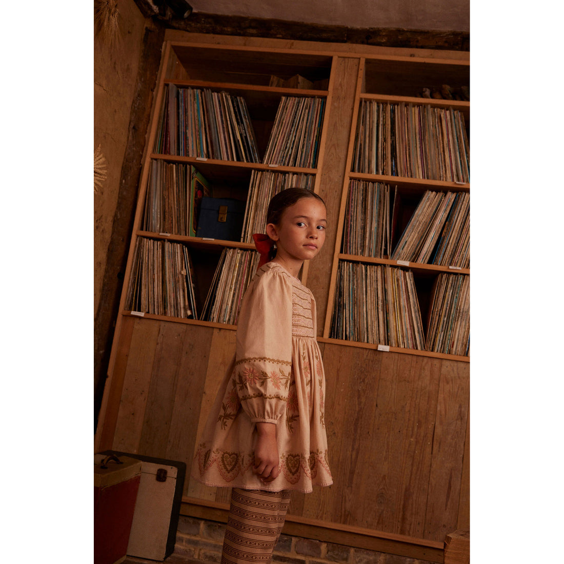 Apolina Pink Beige Penny Smock Dress