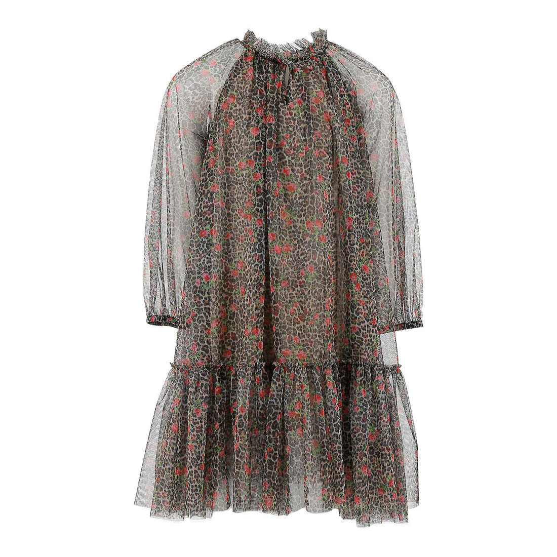 Philosophy Leopard Floral Ruffle Bottom Dress