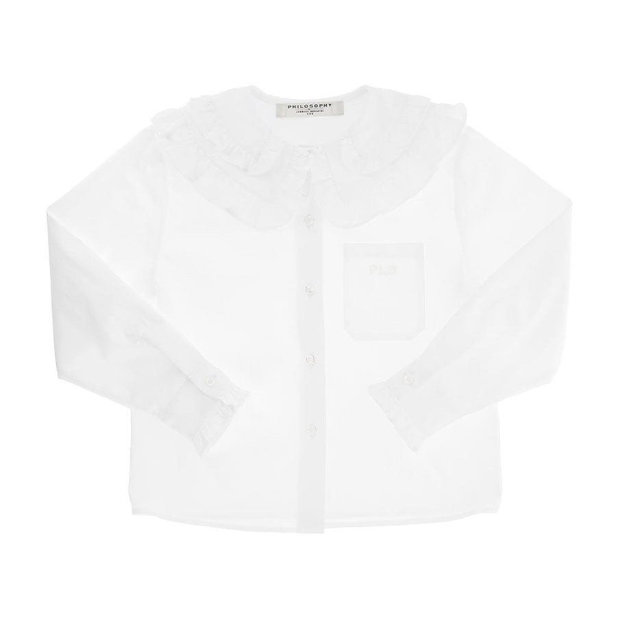 Philosophy White Ruffled Collar Poplin Blouse