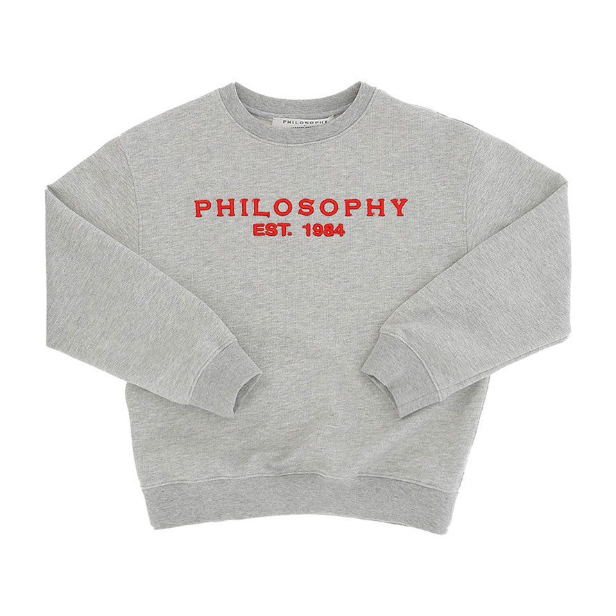 Philosophy Grey Crew Neck Logo Sweatshirt