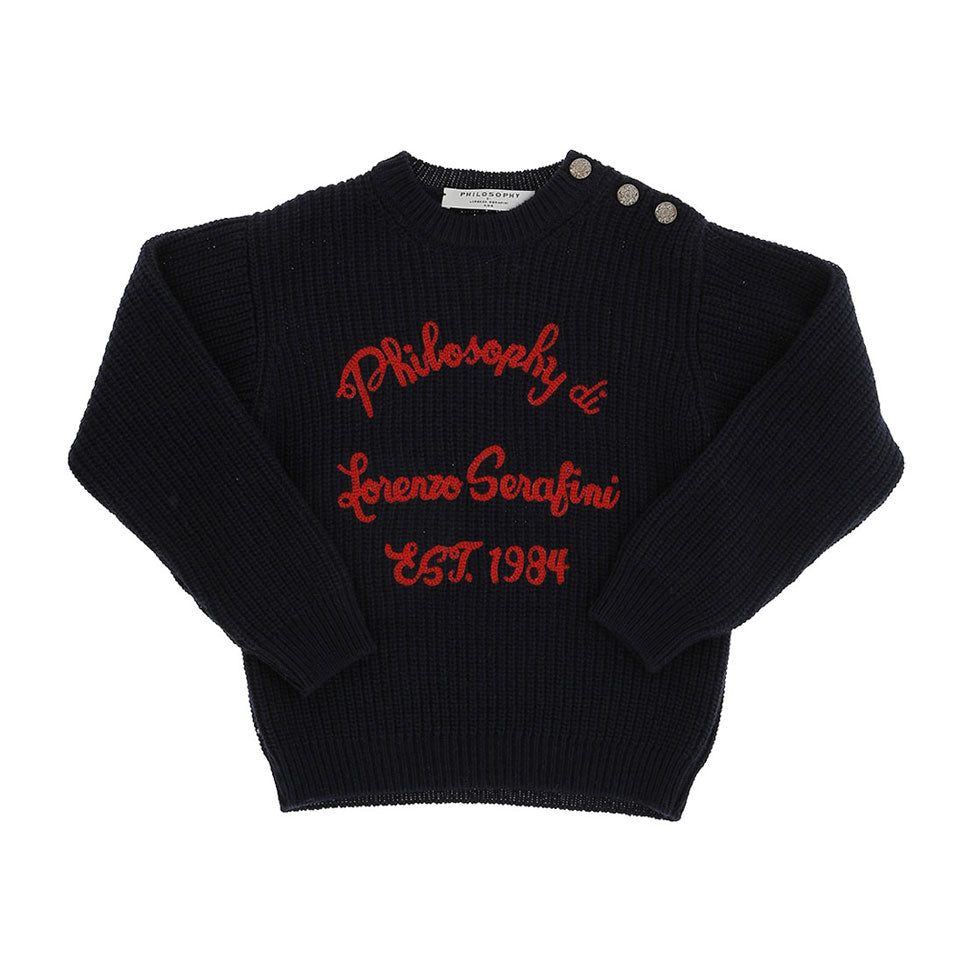 Philosophy Black Logo Embroidery Sweater