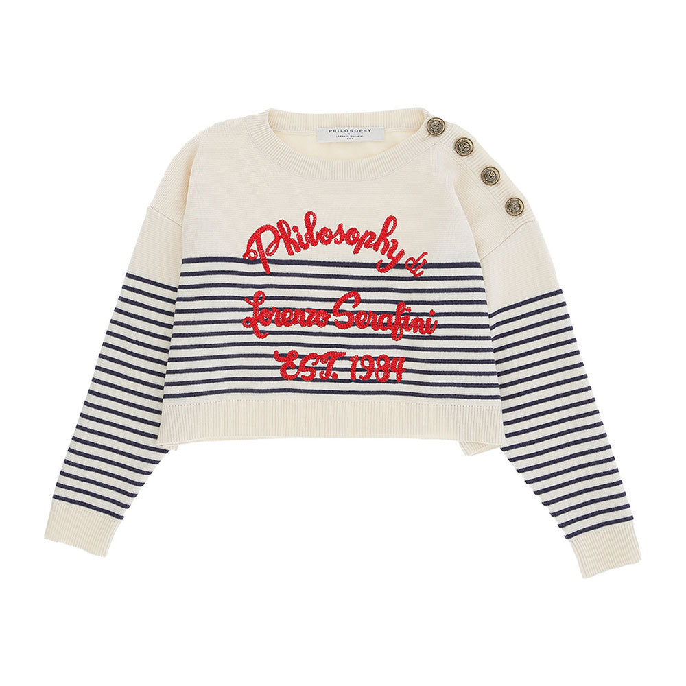Philosophy White Striped Sweatshirt