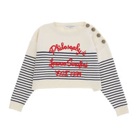 Philosophy White Striped Sweatshirt