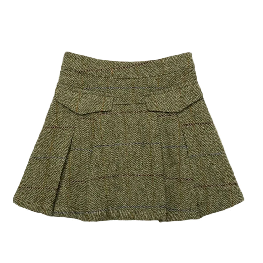 1984 Olive Plaid Wool Pleated Skirt