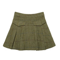 1984 Olive Plaid Wool Pleated Skirt