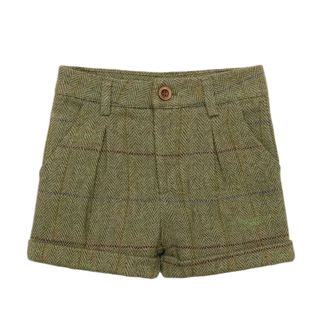 1984 Olive Plaid Wool Pleat Short