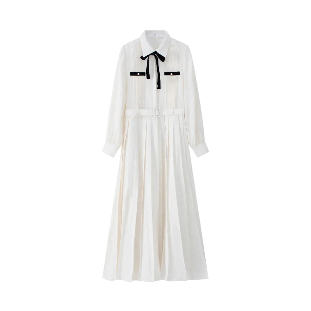 Coco Blanc Cream Pleated Dress