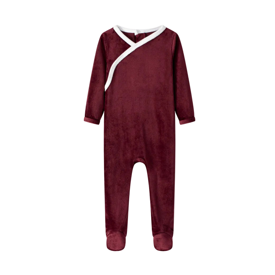 Coco Blanc Raspberry Velour Footie