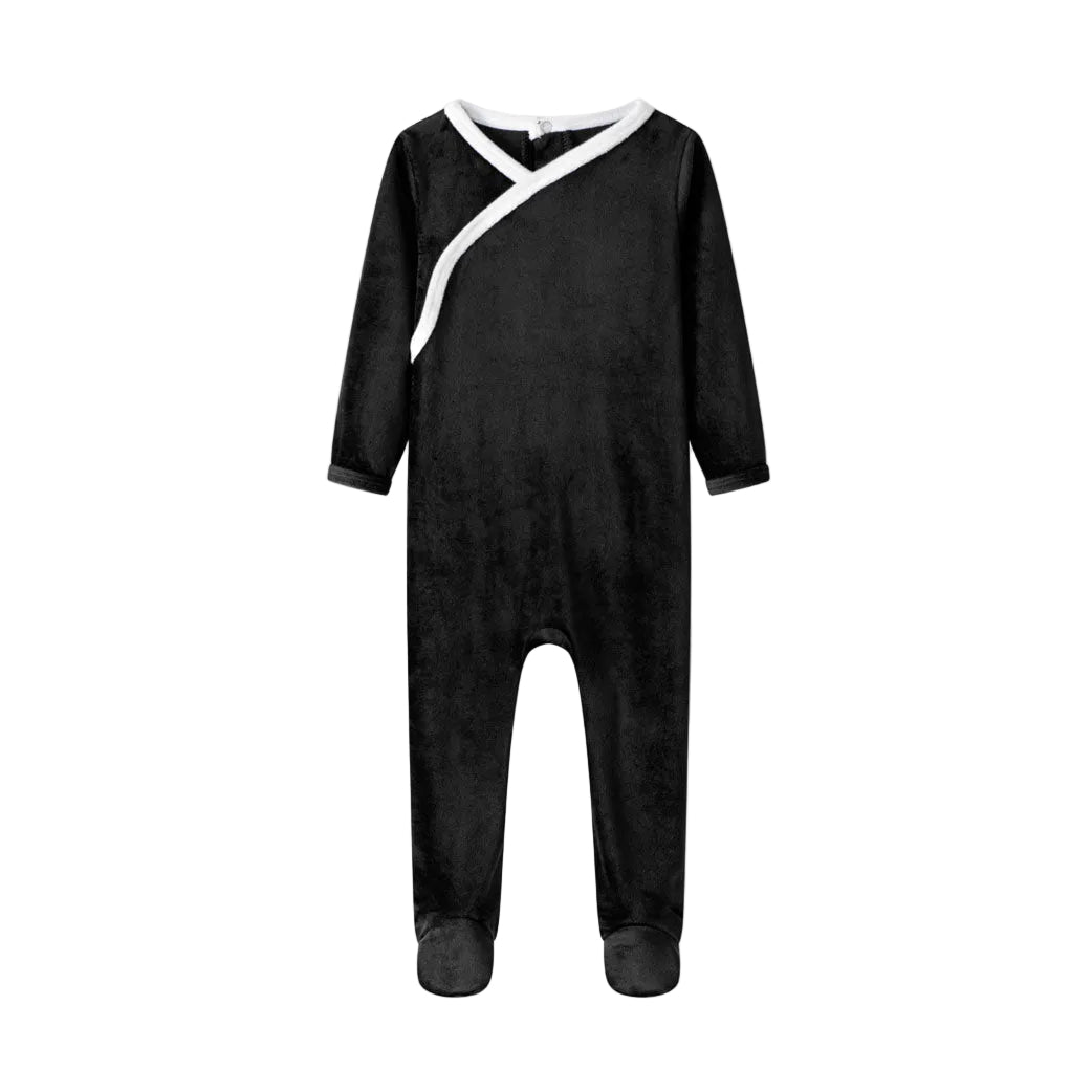 Coco Blanc Black Velour Footie
