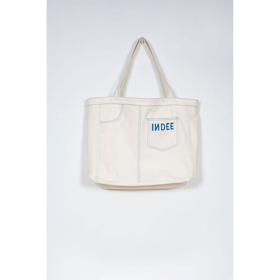 Indee Off White Multi Pocket Tote Bag