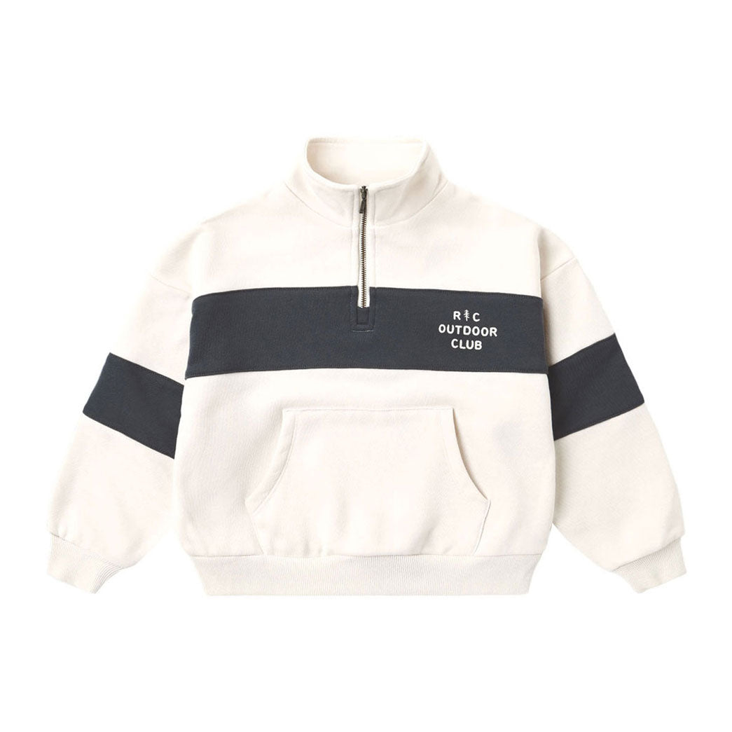Rylee and Cru Natural Outdoor Club Panel Stripe Half Zip Sweatshirt