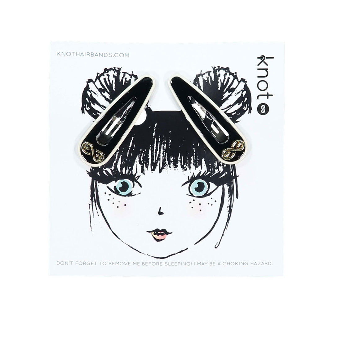 Knot Hairbands  Black + Cream Profile Clip Set