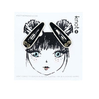 Knot Hairbands  Black + Cream Profile Clip Set