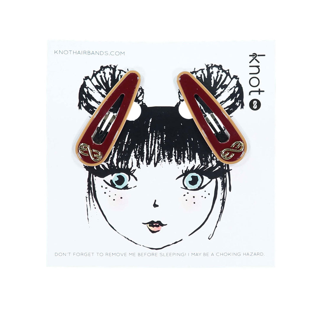 Knot Hairbands  Wine + Camel Profile Clip Set