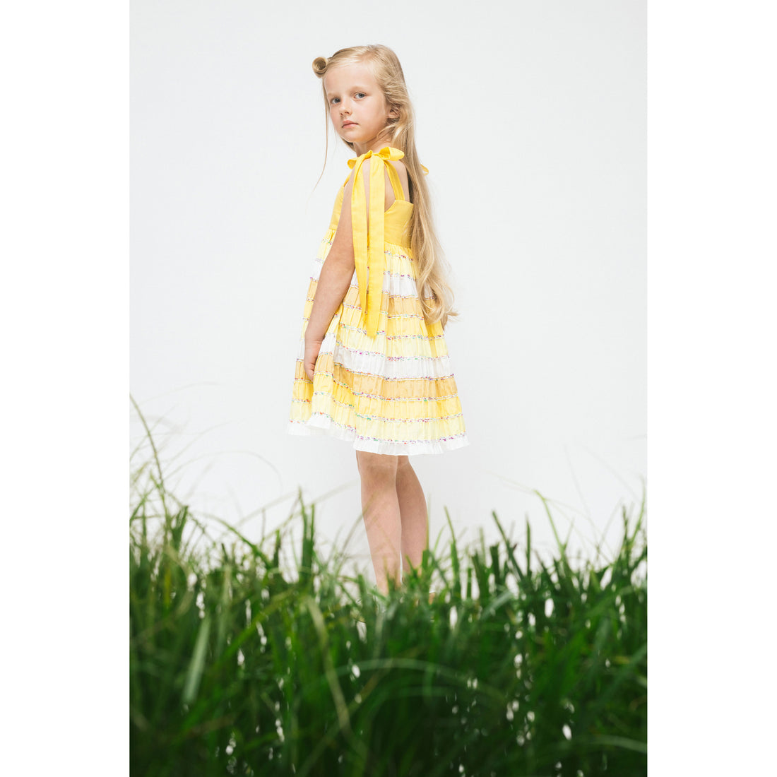 Paade Mode Yellow Sunrise Ties Cotton Dress