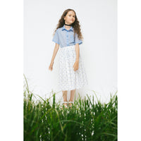 Paade Mode White Pearl Cotton Skirt