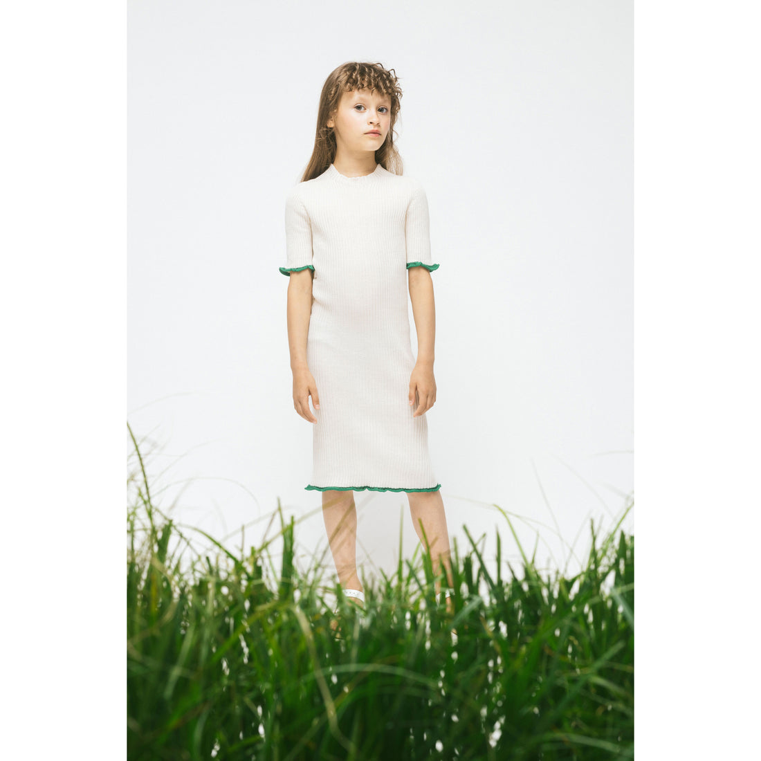 Paade Mode White Wave Seamless Knit Dress
