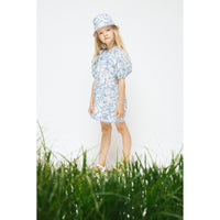Paade Mode Blue Anemone Cotton Puff Sleeve Dress