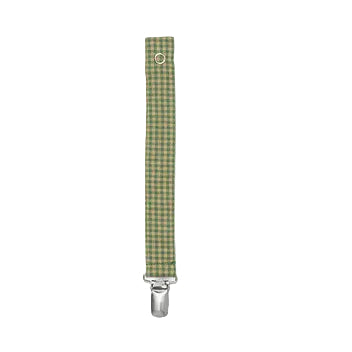 Lalaby Green Check Pacifier Clip