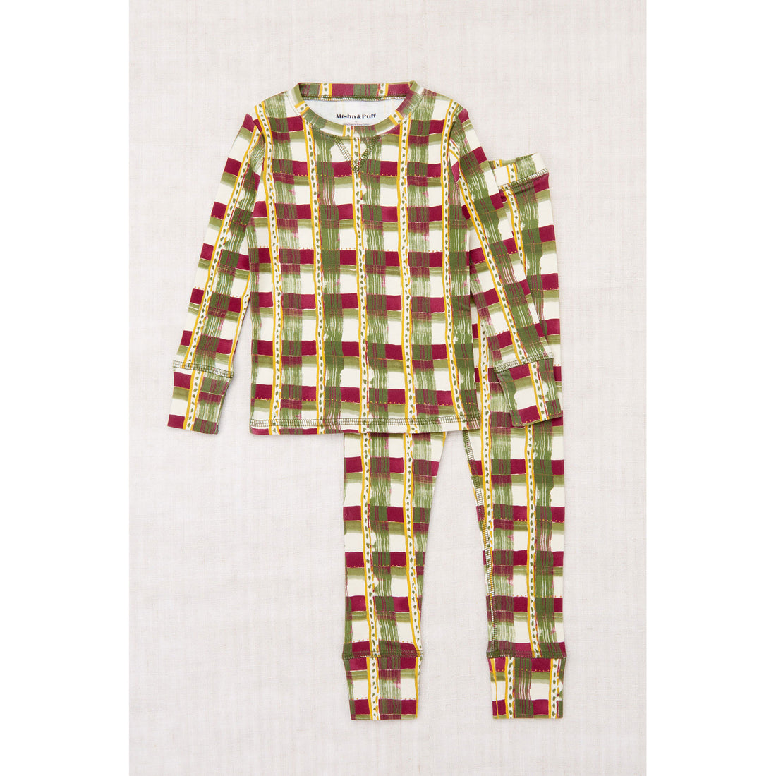 Misha and Puff Leaf Watercolor Plaid Pajama Set