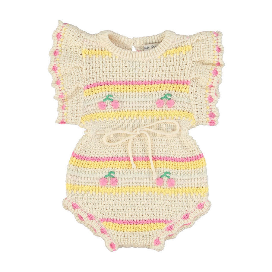 Bebe Organic Cherry Stripe Paloma Romper