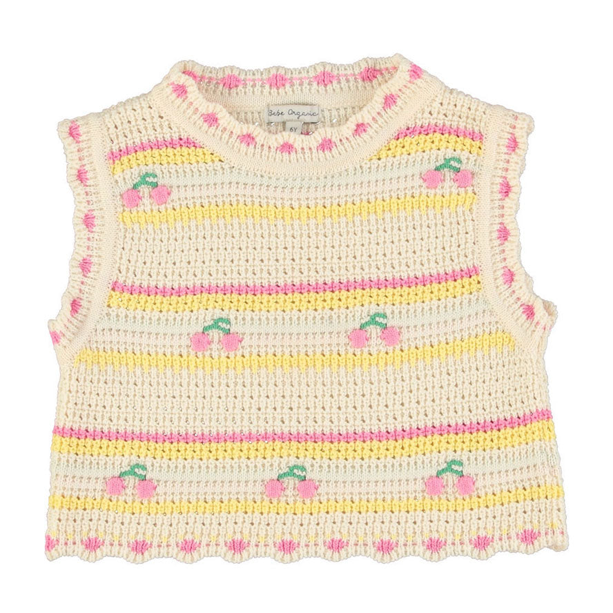Bebe Organic Cherry Stripe Paloma Vest