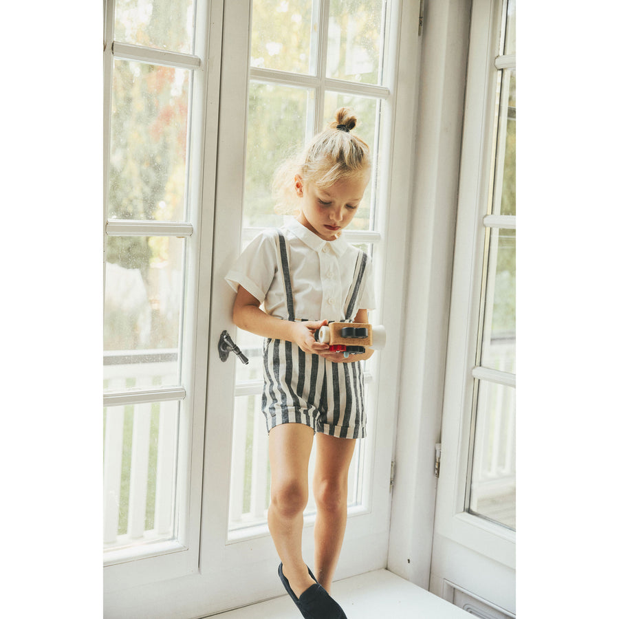 Pernille Grey/Ivory Stripe Suspender Shorts