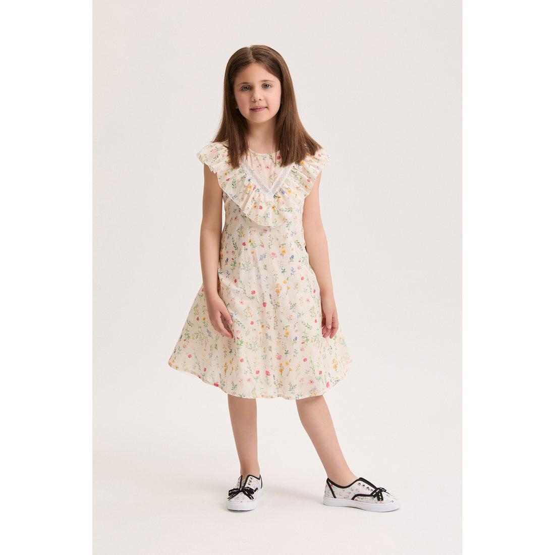 Philosophy Off White Sleeveless Ruffle Belt Dress