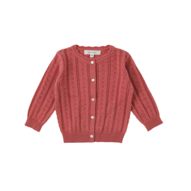 Bene Bene Cherry Pink Flutter Eyelet Knit Cardigan