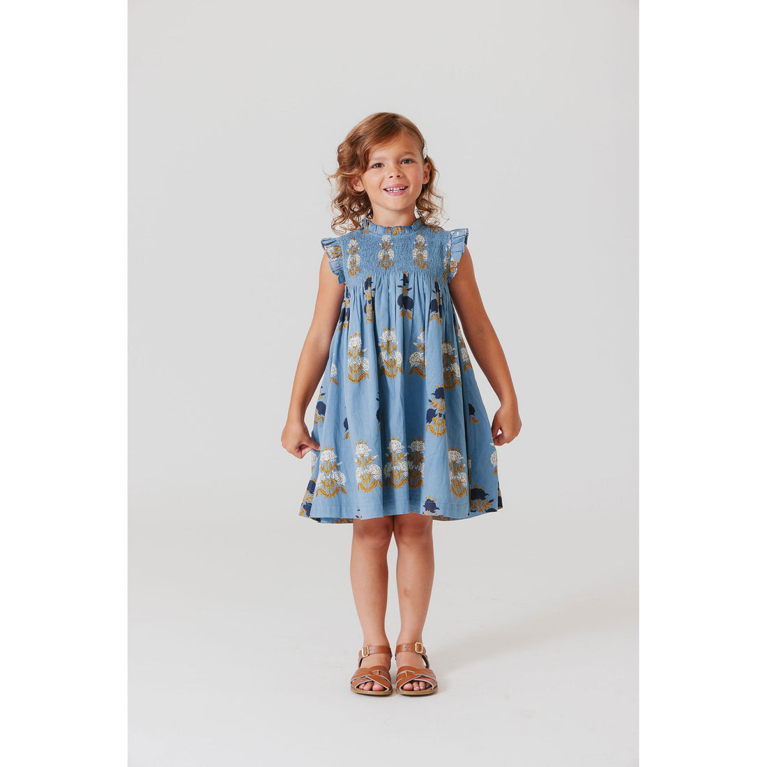 Pink Chicken Blue Flowerette Stevie Dress
