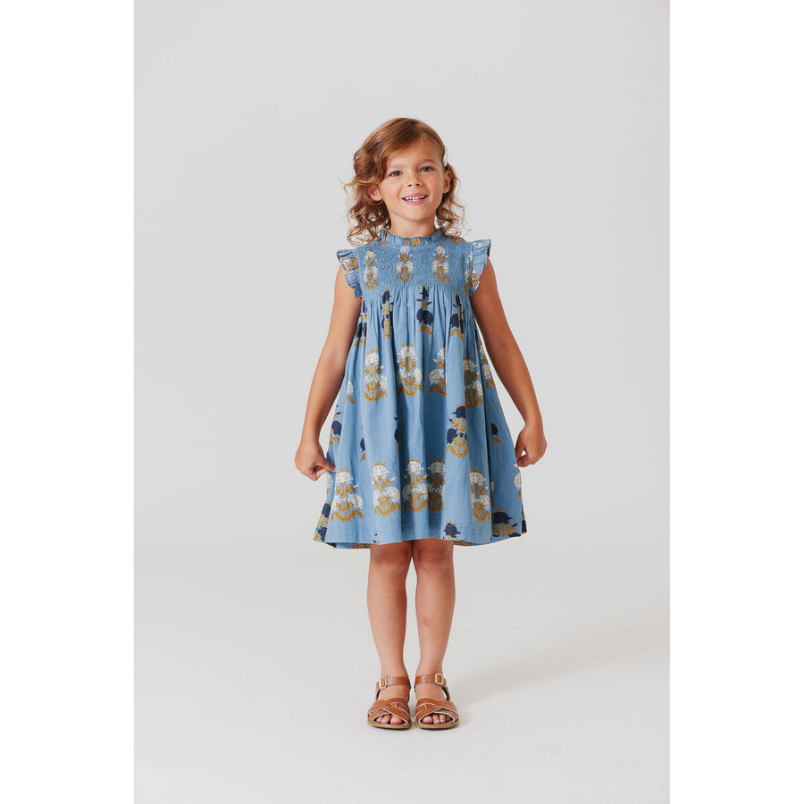 Pink Chicken Blue Flowerette Stevie Dress