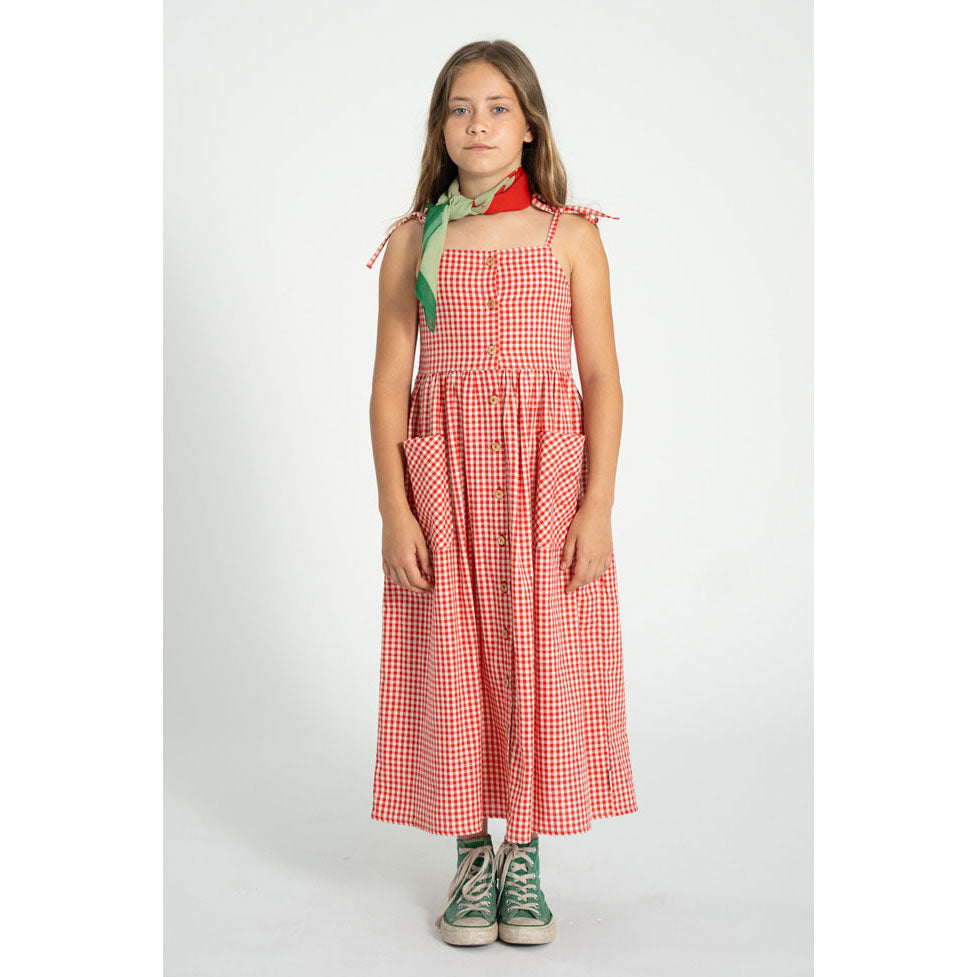 Piupiuchick Red/Ecru Checkered Long Dress