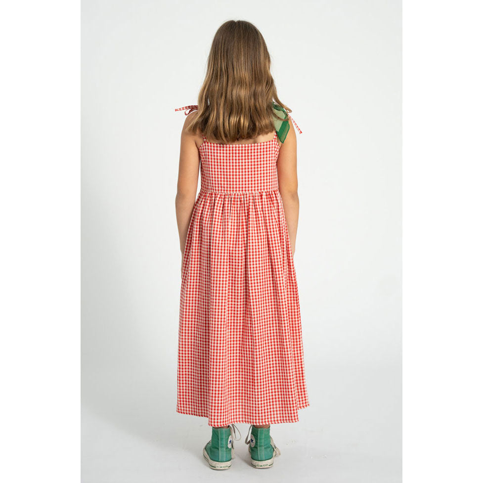 Piupiuchick Red/Ecru Checkered Long Dress