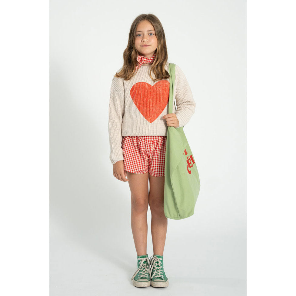 Piupiuchick Ecru/Red Heart Print Knitted Sweater